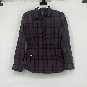Kuhl Purple and Black Plaid Button Down Shirt